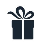 Simple gift box icon. Single color design element isolated on white. Gift giving and receiving, holiday, birthday, celebration concept.